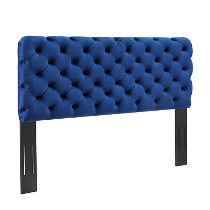 headboards | CasaFoyer Lizzy Tufted Twin Headboard | Elegant Diamond Pattern | Stain-Resistant Performance Velvet | Adjustable Design | Navy | casafoyer.myshopify.com
