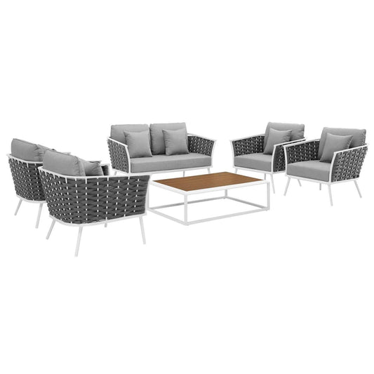 kitchen and dining room sets | CasaFoyer Stance Outdoor Collection | 6-Piece Patio Set | Armchairs, Loveseat, Coffee Table | Sleek Design | Waterproof Cushions | Durable Aluminum Frame | casafoyer.myshopify.com