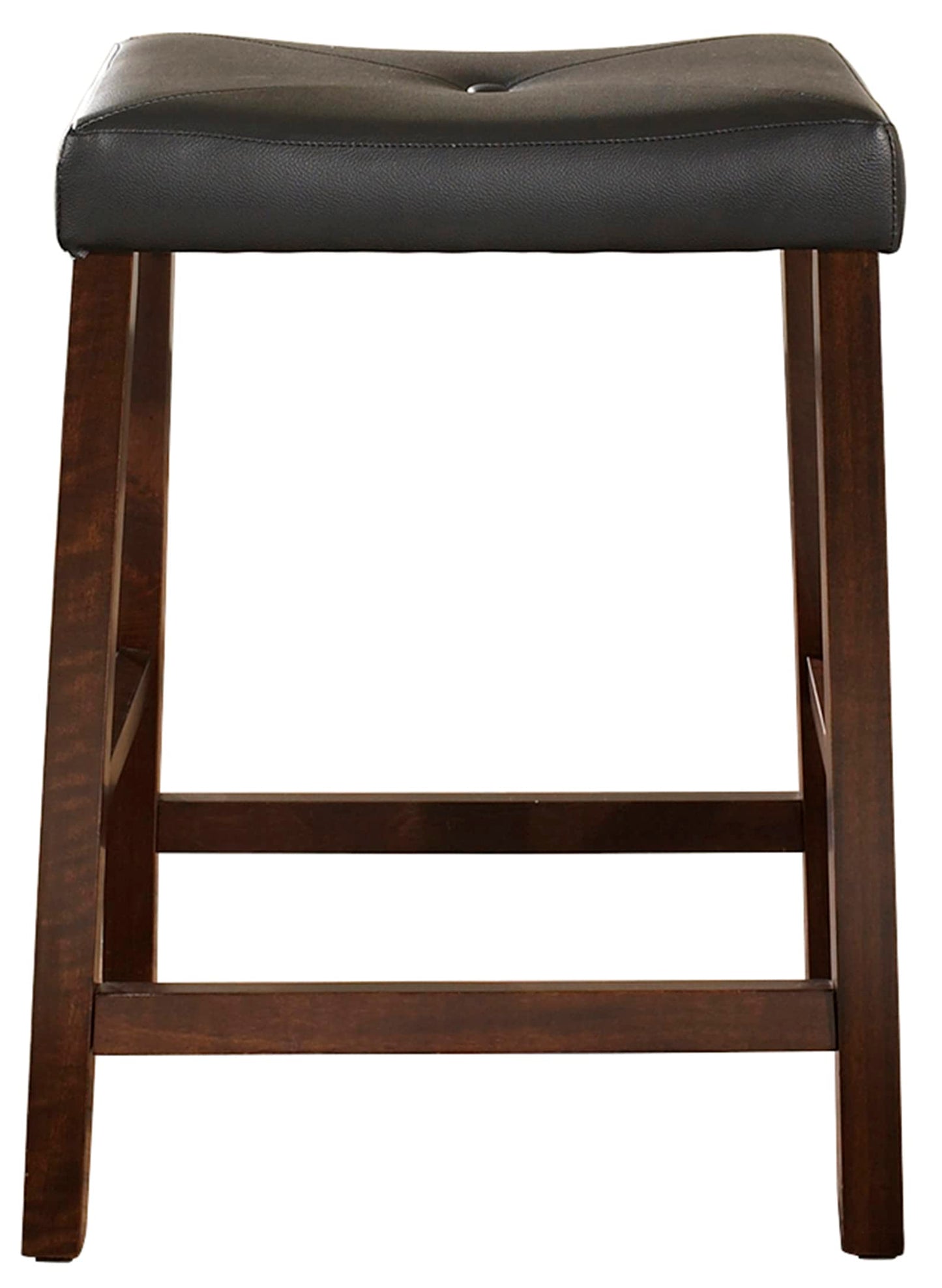 Dining Table | Upholstered Saddle Seat Stool | Durable Hardwood Construction | Faux Leather PVC Upholstery | 24 Height | Ideal for Dining Tables or Counter Seating | Set of 2 | casafoyer.myshopify.com