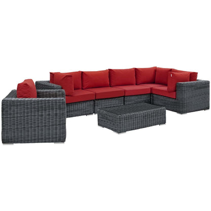 kitchen and dining room sets | CasaFoyer Summon Outdoor Patio Sectional Sofa Set | Comfortable Two-Tone Rattan | Sunbrella Cushions | Aluminum Frame | Modern Design | Coffee Table Included | casafoyer.myshopify.com