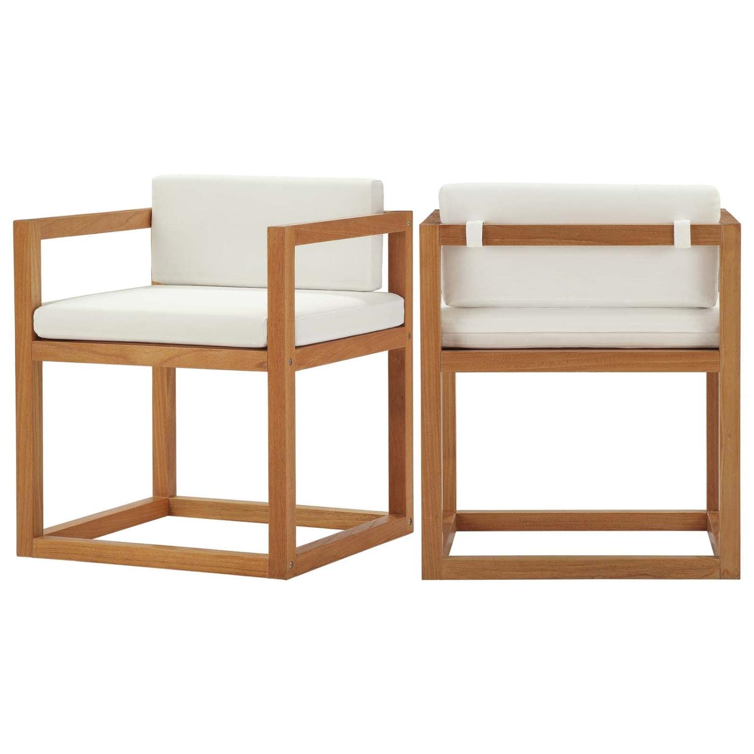 patio bistro sets | CasaFoyer Newbury Premium Grade A Teak Outdoor Patio Armchair Set | Sunproof Fabric | Durable & Versatile | 2 Chairs | Natural White | casafoyer.myshopify.com