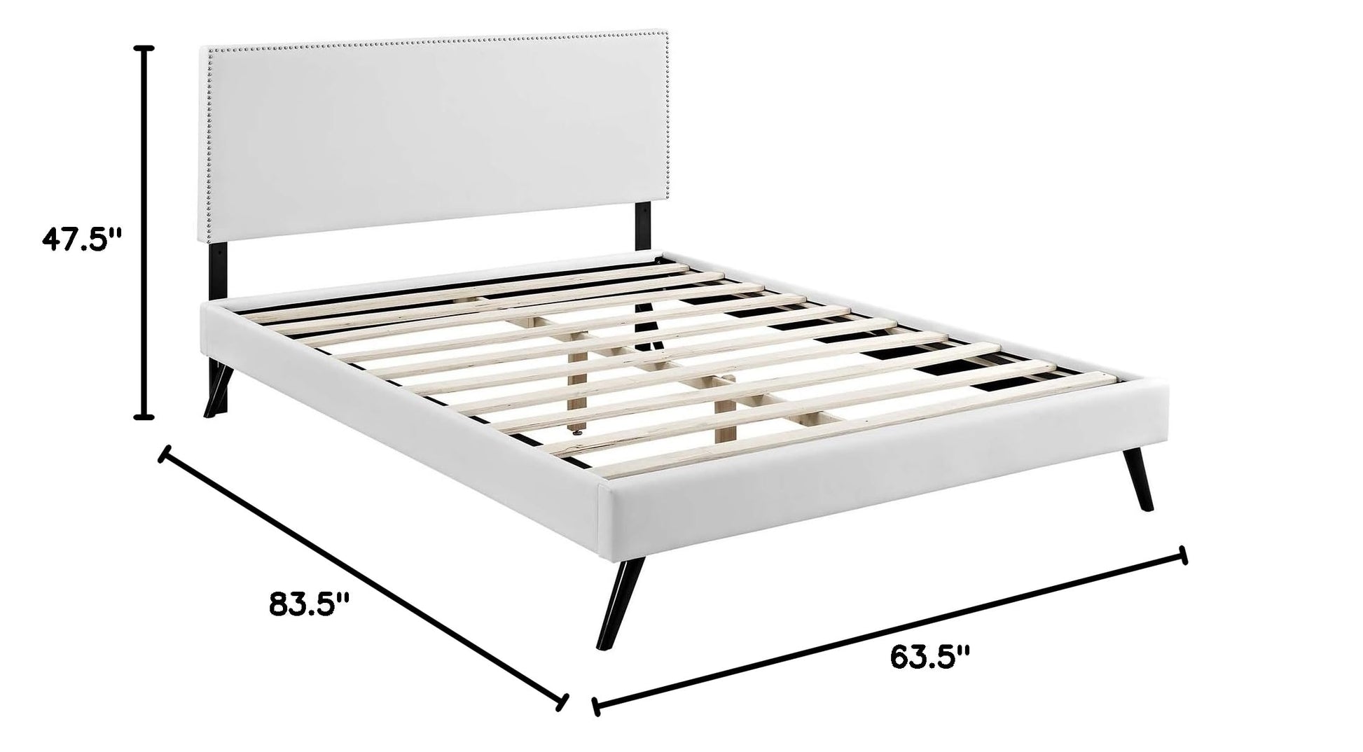 adjustable bed bases | CasaFoyer Macie Platform Bed | Solid Wood Frame | Vinyl Upholstery | Tapered Legs | Queen Size | White | casafoyer.myshopify.com
