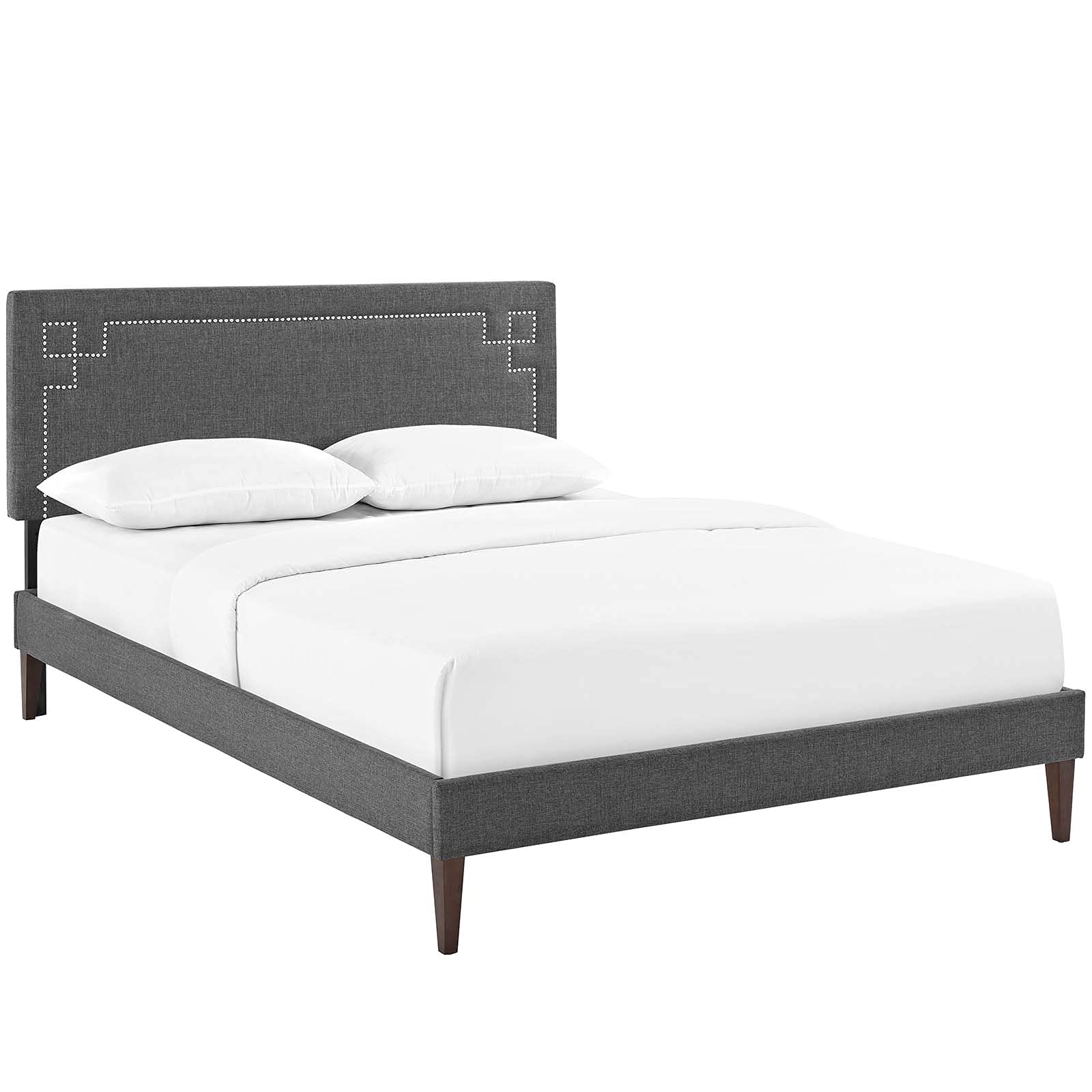 Bed | CasaFoyer Ruthie Platform Bed | Solid Wood Frame | Polyester Upholstery | Tapered Legs | Mid-Century Modern & Contemporary | Mattress not included | casafoyer.myshopify.com