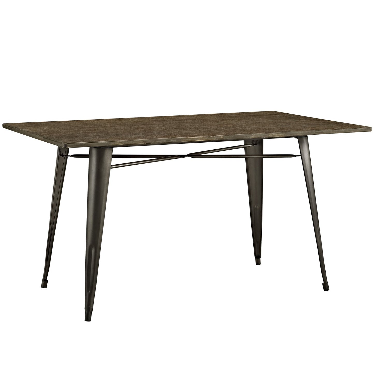 patio dining tables | CasaFoyer Alacrity Table Series | 59 Rectangular Dark Grain Bamboo Top | Gunmetal Steel Legs | Industrial Dining Table for Urban or Rustic Farmhouse Homes | casafoyer.myshopify.com