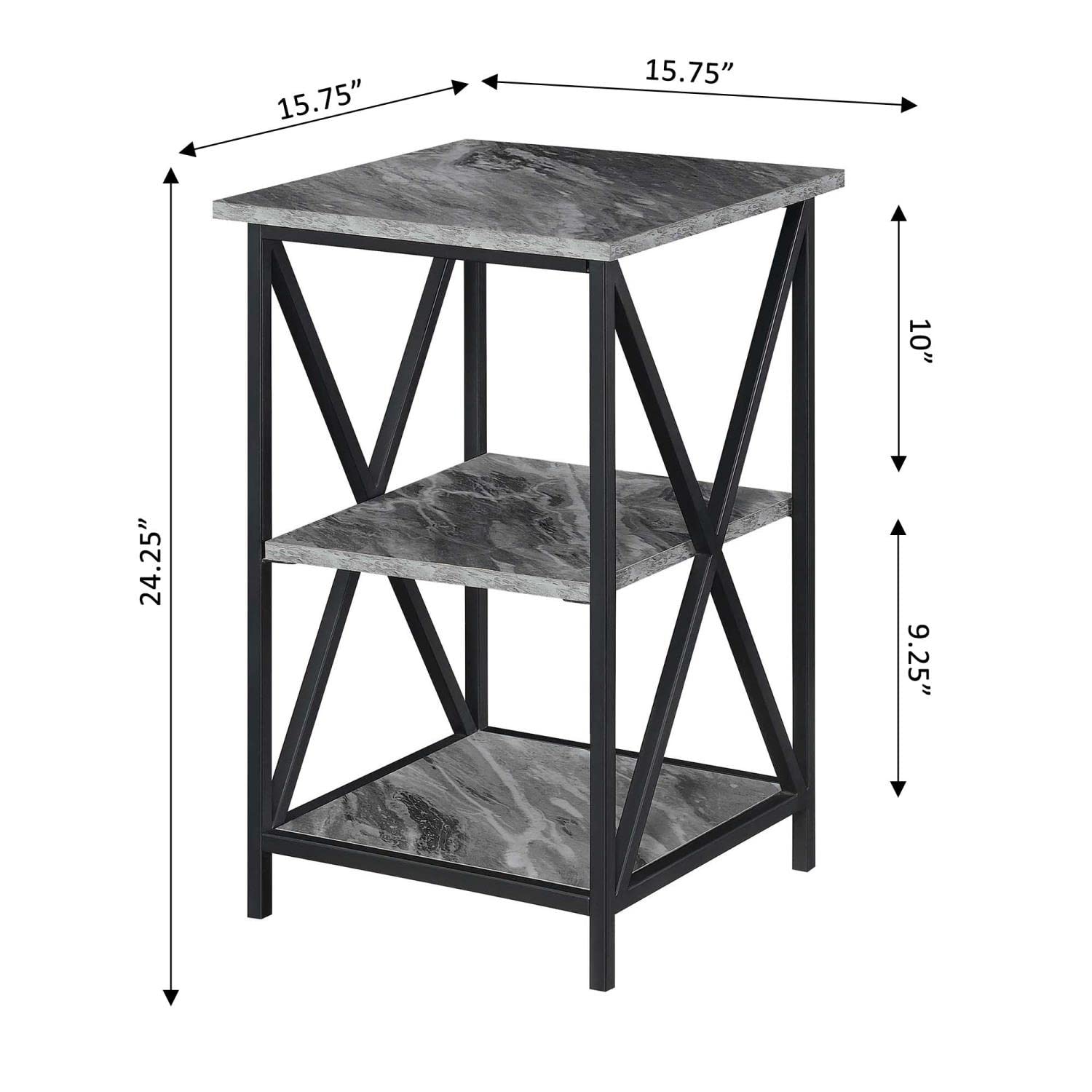 TABLE | Tucson End Table with Shelves | Sleek Metal Frame | 3 Open Shelves | Durable & Stylish | Ergode | casafoyer.myshopify.com