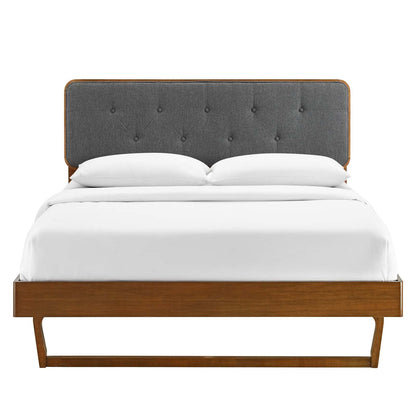 bed frames | CasaFoyer Bridgette Tufted Wood Queen Platform Bed | Modern Retro Style | Durable Construction | No Box Spring Needed | Easy Assembly | Walnut Charcoal | casafoyer.myshopify.com
