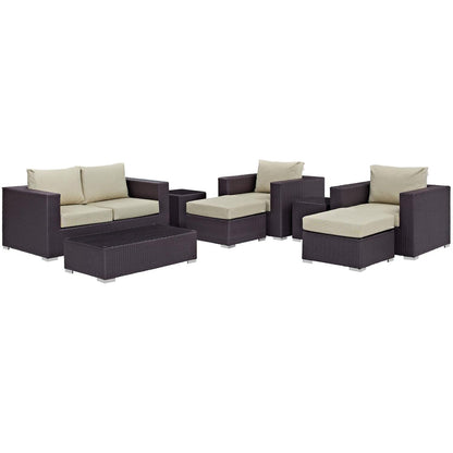 kitchen and dining room sets | CasaFoyer Convene Outdoor Sectional Set | Synthetic Rattan | Aluminum Frame | All-Weather Cushions | 8 Piece Patio Sofa Set | casafoyer.myshopify.com