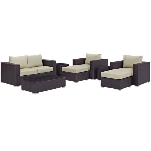kitchen and dining room sets | CasaFoyer Convene Outdoor Sectional Set | Synthetic Rattan | Aluminum Frame | All-Weather Cushions | 8 Piece Patio Sofa Set | casafoyer.myshopify.com
