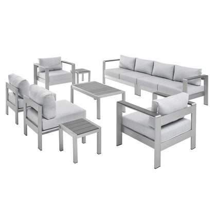 sofas | CasaFoyer Shore Outdoor Patio Aluminum 9 Piece Sectional Sofa Set | Weatherproof | Sunbrella Fabric | Stylish & Functional | Includes Coffee Table & Side Tables | casafoyer.myshopify.com