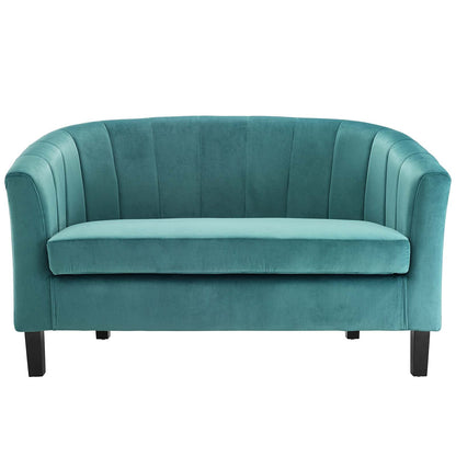 sofas | CasaFoyer Prospect Performance Velvet Loveseat | Modern Twist | Stain-Resistant | Elegant Channel Tufting | Retro Design | Comfortable & Durable | Set includes 1 Loveseat | casafoyer.myshopify.com