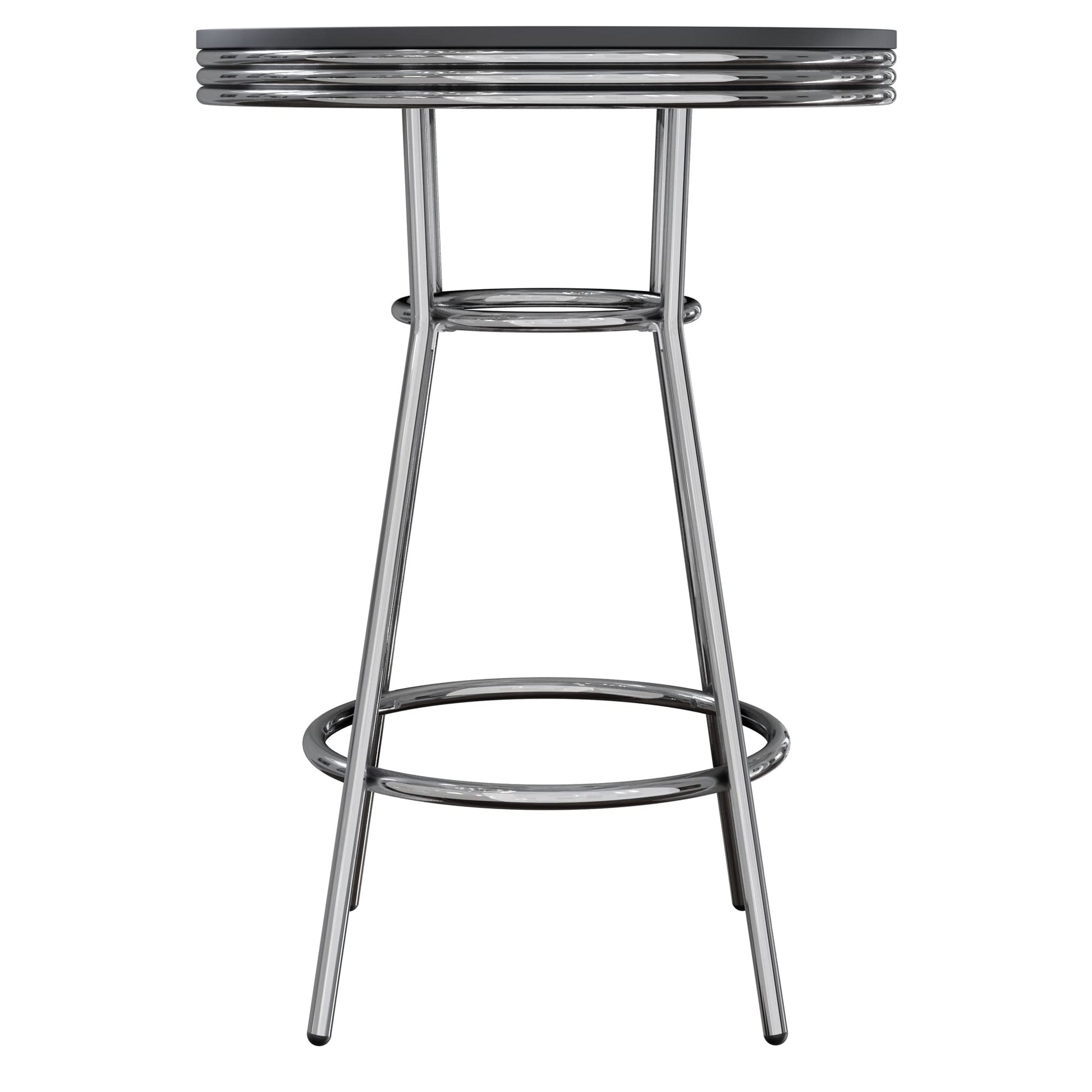 childrens table and chair sets | CasaFoyer  Wood Summit 3-Piece Pub Table Set | Sleek & Stylish | Modern & Retro Elements | Black Wood Composite Tabletop | Chrome Plated Frame | Swivel Bar Stools | Compact Design | Easy Assembly | 60-Day Replacement Window | casafoyer.myshopify.com