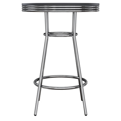 childrens table and chair sets | CasaFoyer  Wood Summit 3-Piece Pub Table Set | Sleek & Stylish | Modern & Retro Elements | Black Wood Composite Tabletop | Chrome Plated Frame | Swivel Bar Stools | Compact Design | Easy Assembly | 60-Day Replacement Window | casafoyer.myshopify.com
