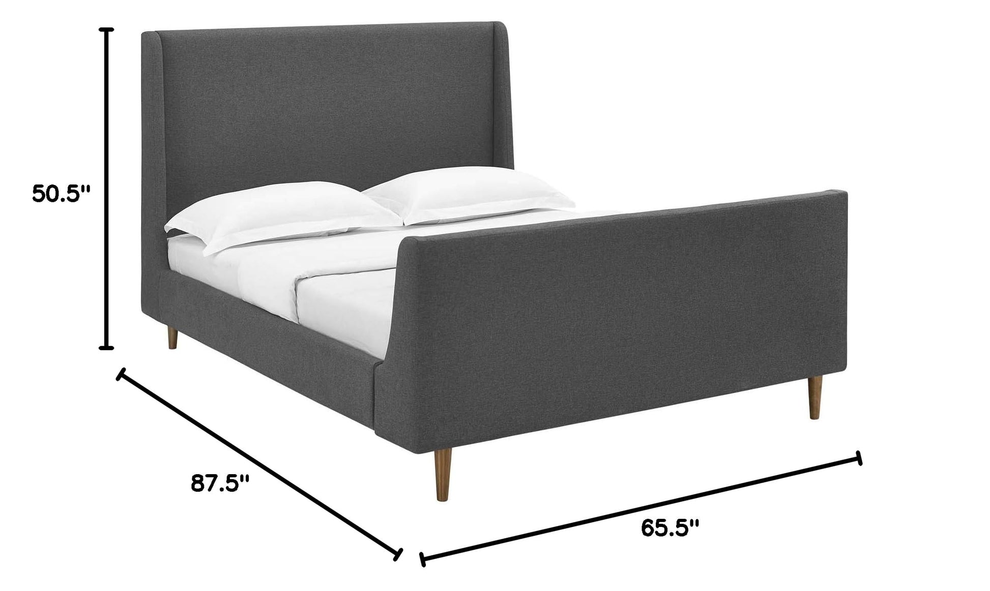 adjustable bed bases | CasaFoyer Aubree Upholstered Fabric Sleigh Queen Platform Bed | Modern Design | Padded Headboard | Walnut Legs | Polyester Upholstery | Sturdy Support System | 1322 lbs Weight Capacity | casafoyer.myshopify.com