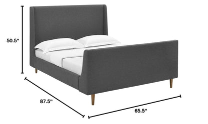 adjustable bed bases | CasaFoyer Aubree Upholstered Fabric Sleigh Queen Platform Bed | Modern Design | Padded Headboard | Walnut Legs | Polyester Upholstery | Sturdy Support System | 1322 lbs Weight Capacity | casafoyer.myshopify.com