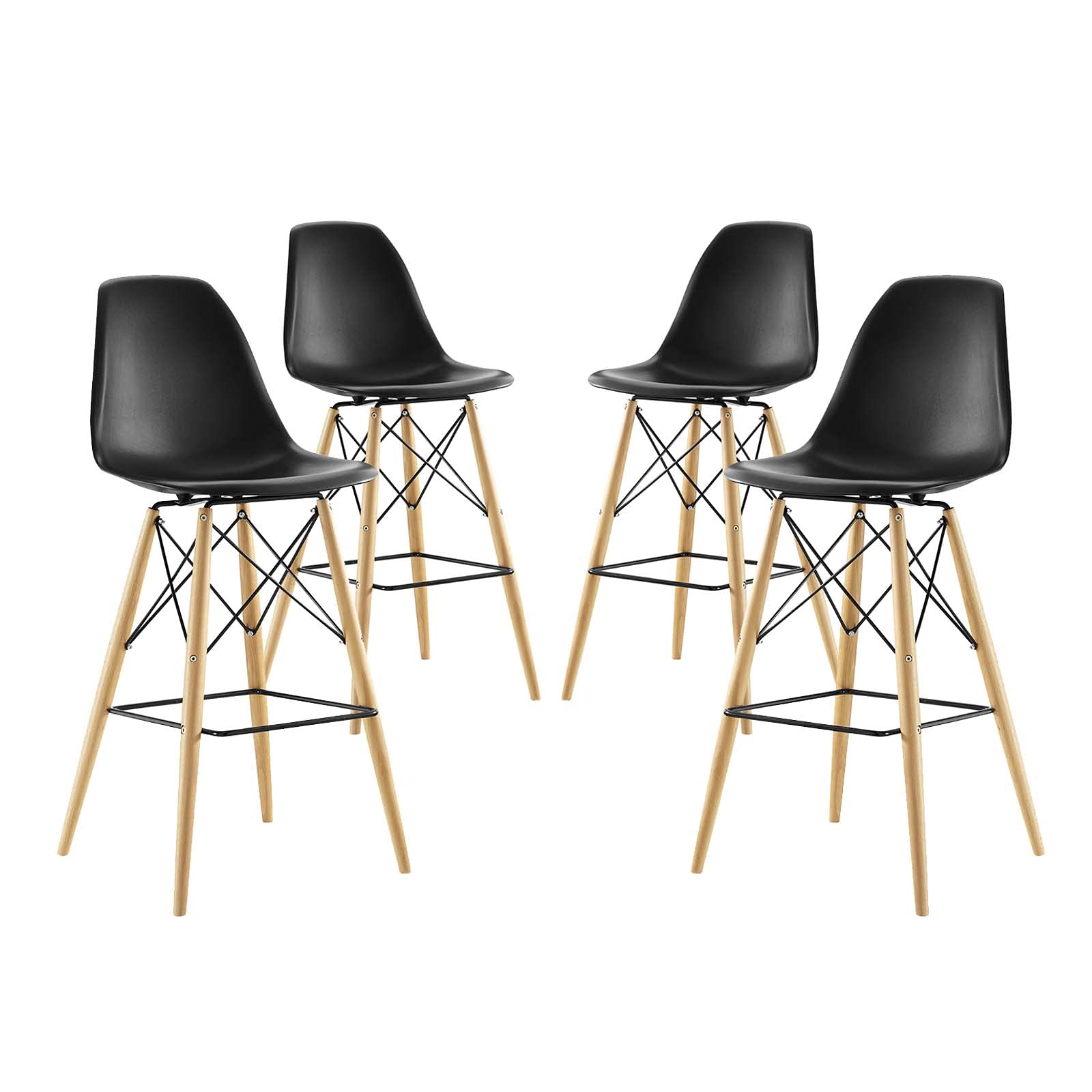 barstools | CasaFoyer Wood Pyramid Dining Side Bar Stool Set of 4 | Timeless Design | Durable Molded Plastic Top | Solid Wood Legs | Foot Caps | Ideal for Bar Seating | casafoyer.myshopify.com