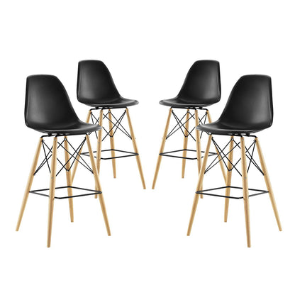 barstools | CasaFoyer Wood Pyramid Dining Side Bar Stool Set of 4 | Timeless Design | Durable Molded Plastic Top | Solid Wood Legs | Foot Caps | Ideal for Bar Seating | casafoyer.myshopify.com