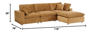 sofas | CasaFoyer Commix | Luxurious Sectional Sofa | Stain-Resistant Velvet | Solid Wood Construction | Plush Comfort | 4-Piece Set (Cognac) | casafoyer.myshopify.com