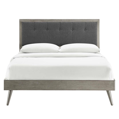 adjustable bed bases | CasaFoyer Willow Tufted Wood Full Platform Bed | Mid-Century Design | Upholstered Headboard | Sturdy Wood Frame | Splayed Legs | Gray Charcoal | casafoyer.myshopify.com