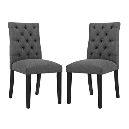 home office desk chairs | CasaFoyer Duchess Dining Chair Set of 2 | Chic Curved Design | Tufted Button Back | Plush Cushioning | Premium Fabric Upholstery | Sturdy Wooden Legs | Gray | casafoyer.myshopify.com