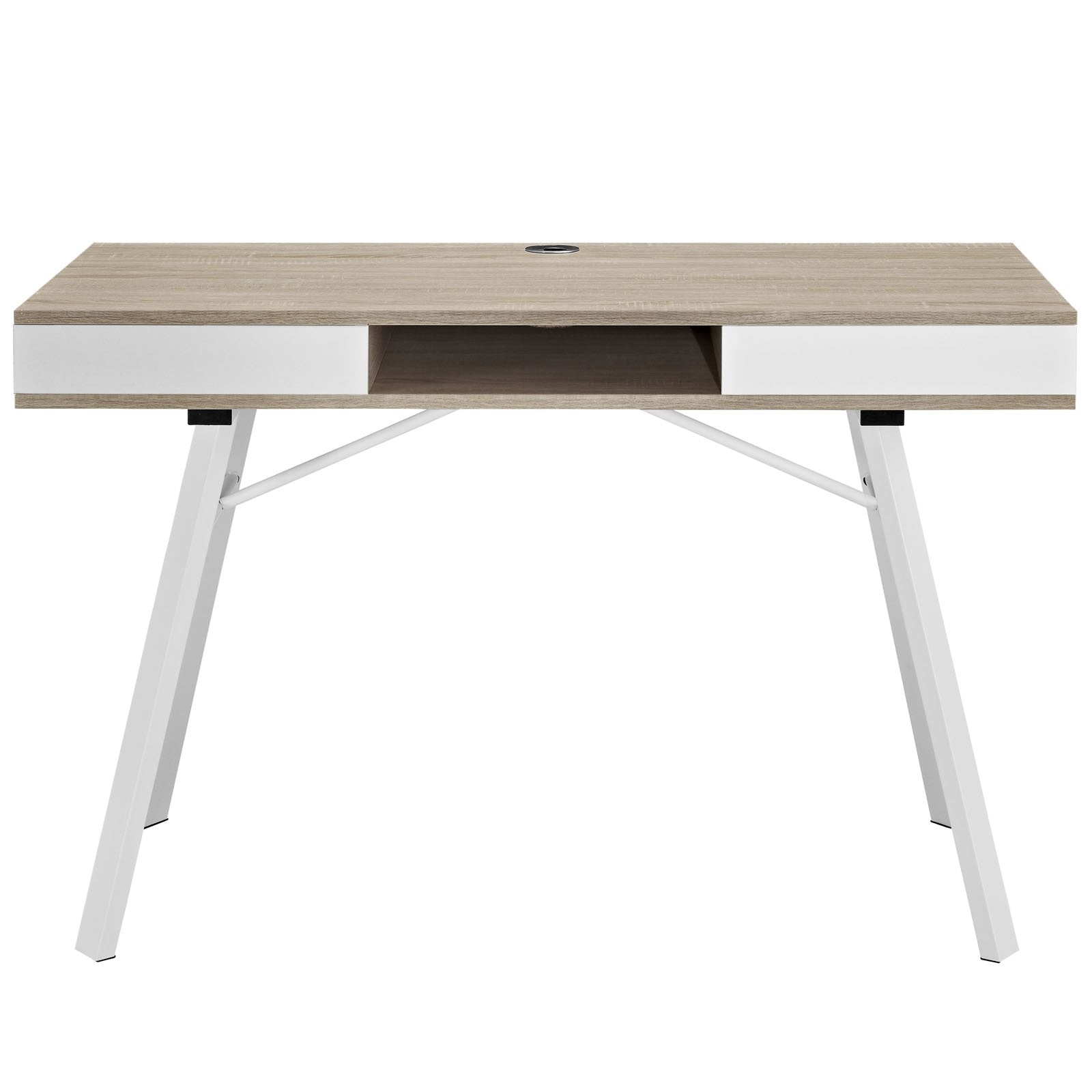 home office desks | Stir Office Desk | Storage Drawers | A-Frame Legs | Cord Holes | Oak Finish | casafoyer.myshopify.com