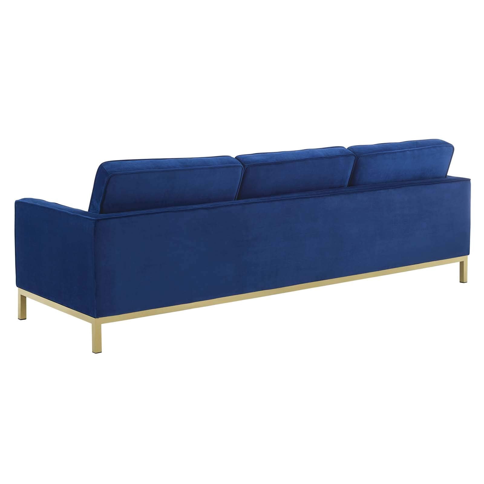 sofas | CasaFoyer Loft Button Tufted Performance Velvet Sofa | Gold Navy | Stainless Steel Legs | 900 lbs Weight Capacity | casafoyer.myshopify.com