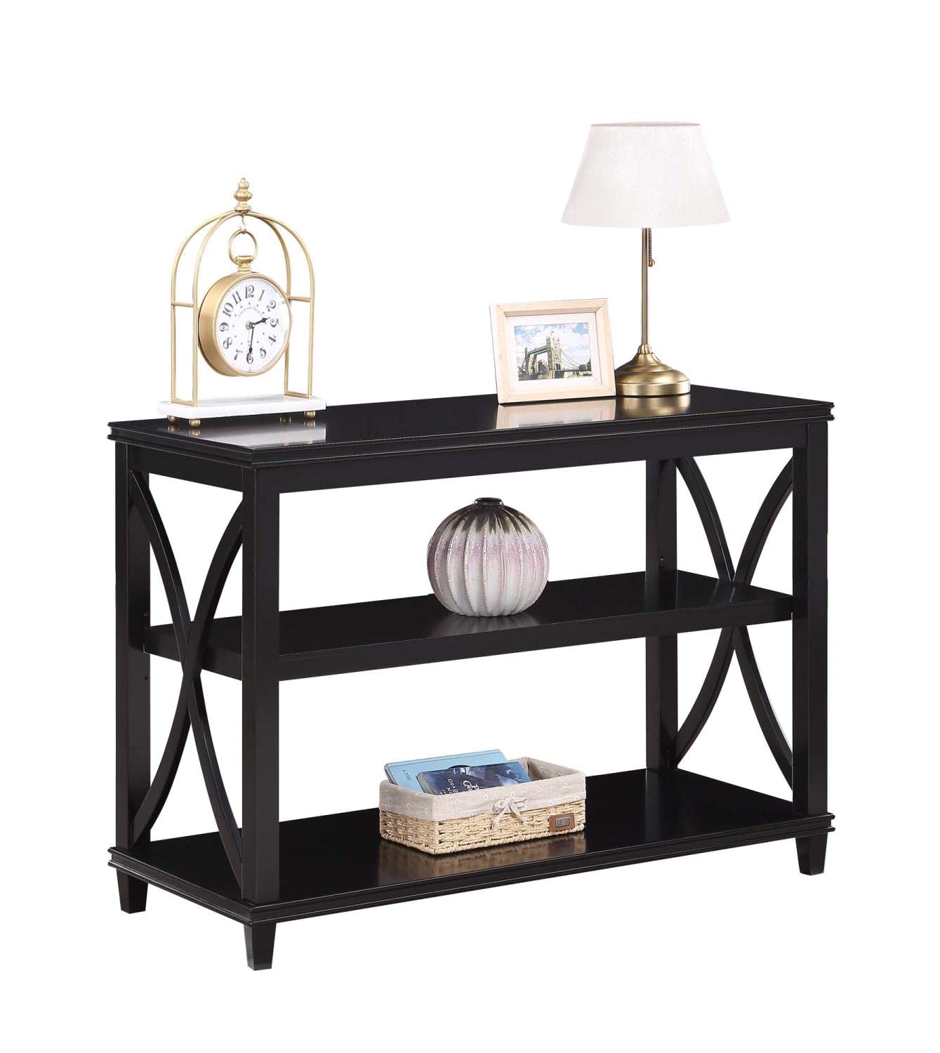 TABLE | Ergode Florence Console Table with Shelves | Elegant Design | Durable Rubberwood Construction | Oak Veneer | Various Finishes | Showcase Decor | Part of Florence Collection | casafoyer.myshopify.com