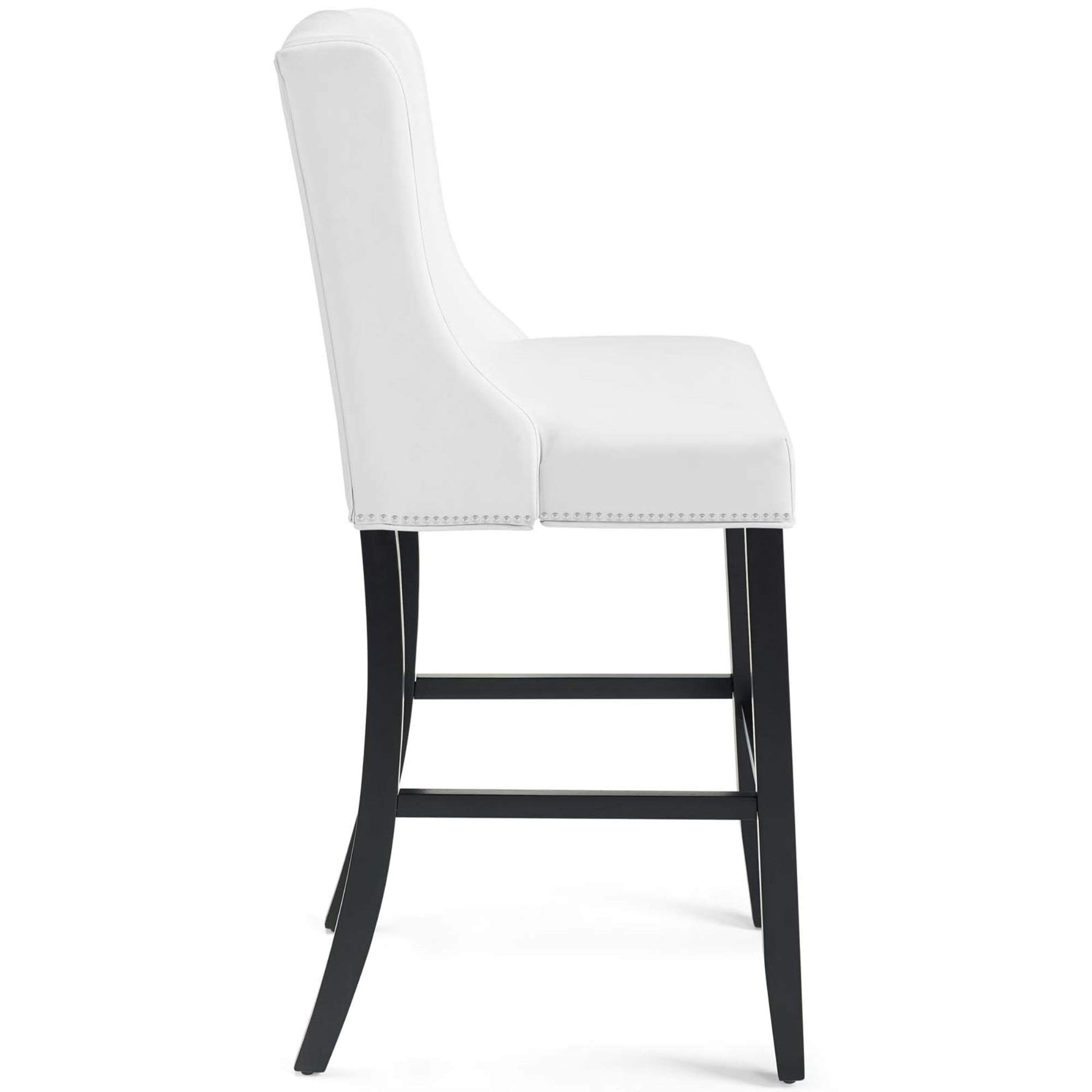 barstools | CasaFoyer Baron Faux Leather Bar Stool | Contemporary Design | Nailhead Trim | Footrest | Solid Wood Frame | White | casafoyer.myshopify.com