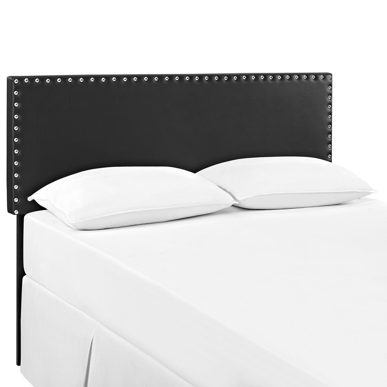 Bed | CasaFoyer  Phoebe King Headboard | Minimalist Design | Faux Leather Upholstery | Silver Nail Button Trim | Solid Wood Frame | Adjustable Legs | casafoyer.myshopify.com