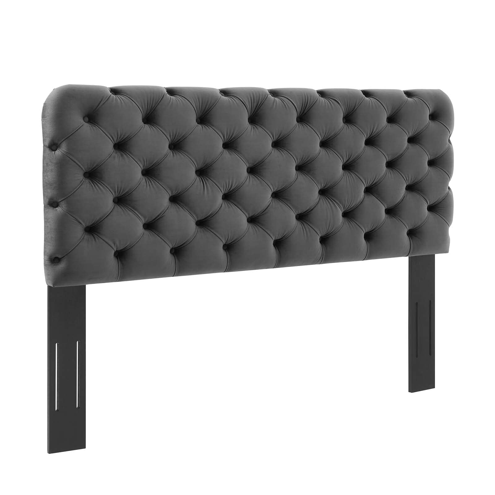 headboards | CasaFoyer Lizzy Tufted Performance Velvet King/California King Headboard | Elegant, Comfortable, Stain-Resistant | Charcoal | casafoyer.myshopify.com