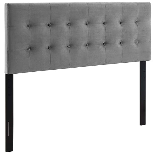 Bed | CasaFoyer Emily Full Performance Velvet Biscuit Tufted Headboard - Gray | Stain-Resistant Upholstery | Vintage Glamour & Timeless Charm | Adjustable Mounting | Perfect for Teens, Guests, Dorms | casafoyer.myshopify.com