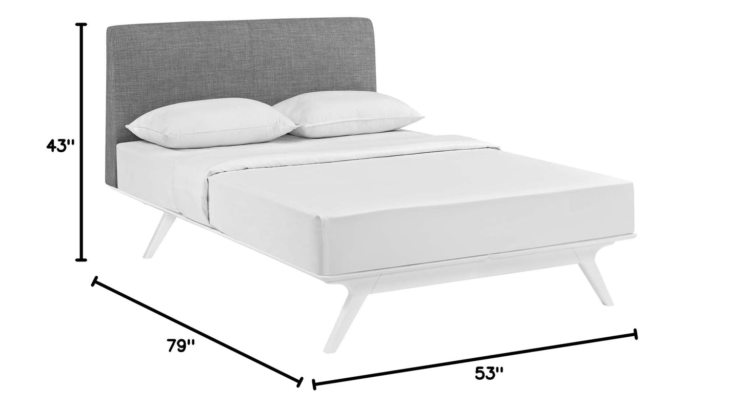Bed | CasaFoyer Tracy Full Size Platform Bed | White | Sturdy MDF Construction | Sleek Open Design | Foam Padded Headboard | Easy Maintenance | Assembly Required | No Boxspring Needed | casafoyer.myshopify.com