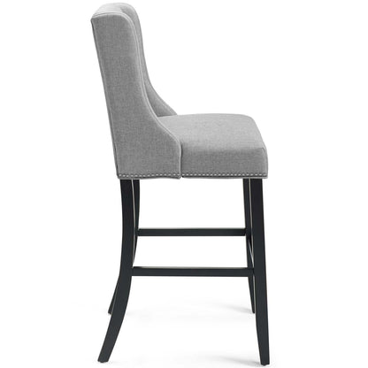 barstools | CasaFoyer Baron Upholstered Fabric Bar Stool Set of 2 | Refined Backrest | Nailhead Trim | Comfortable Padding | Solid Wood Frame | Light Gray | casafoyer.myshopify.com