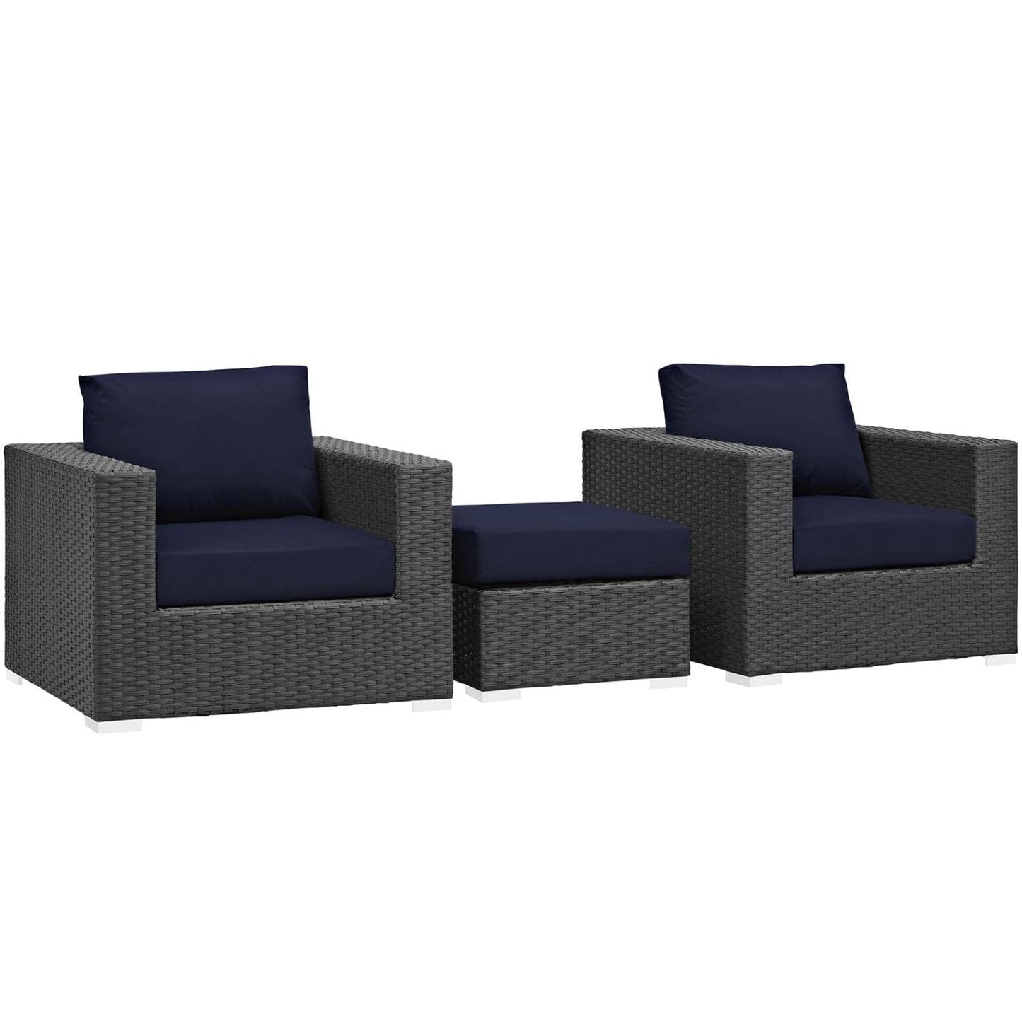 Patio Furniture Sets | Sojourn Outdoor Patio Furniture Set | Ottoman & Armchairs | Sunbrella Cushions | UV Protection | Aluminum Frame | casafoyer.myshopify.com