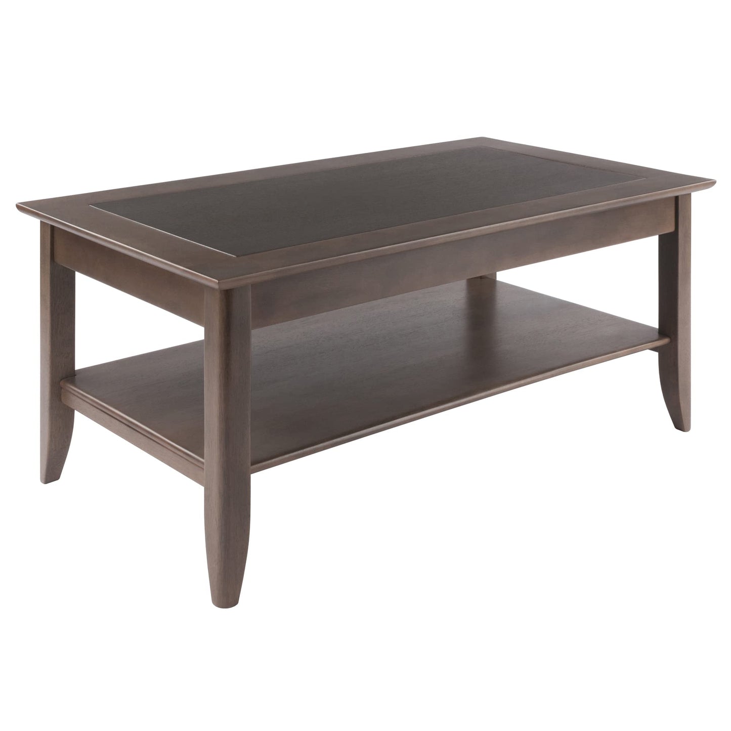 TABLE | Ergode  Wood Santino Coffee Table | Contemporary Oyster Gray Finish | Solid Wood Frame | Wide Lower Shelf for Storage | 40 W x 22.64 D x 18.03 H | casafoyer.myshopify.com