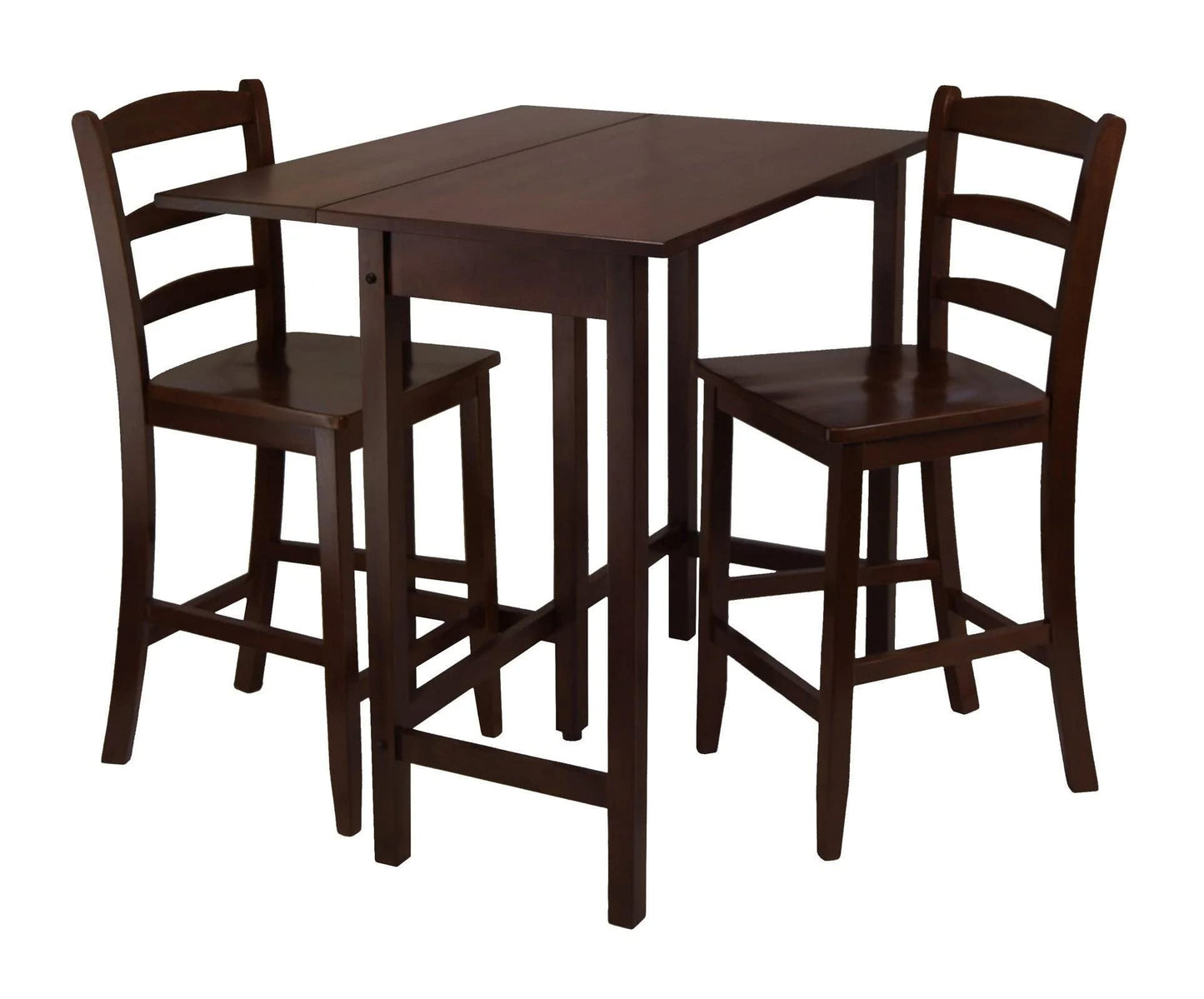 childrens table and chair sets | CasaFoyer Versatile High Table Set | Foldable Leaf | Ladder Back Counter Stools | Antique Walnut Finish | Ready to Assemble | 49.45 lbs | casafoyer.myshopify.com