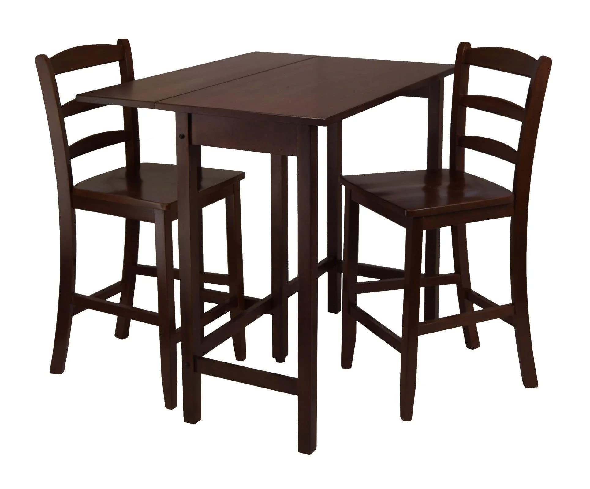 childrens table and chair sets | CasaFoyer Versatile High Table Set | Foldable Leaf | Ladder Back Counter Stools | Antique Walnut Finish | Ready to Assemble | 49.45 lbs | casafoyer.myshopify.com