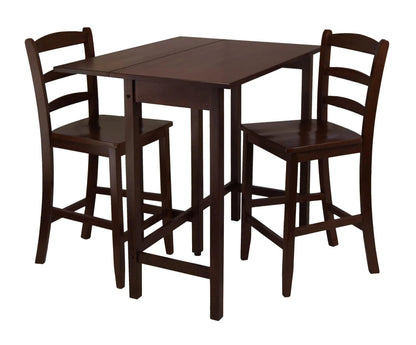 childrens table and chair sets | CasaFoyer Versatile High Table Set | Foldable Leaf | Ladder Back Counter Stools | Antique Walnut Finish | Ready to Assemble | 49.45 lbs | casafoyer.myshopify.com