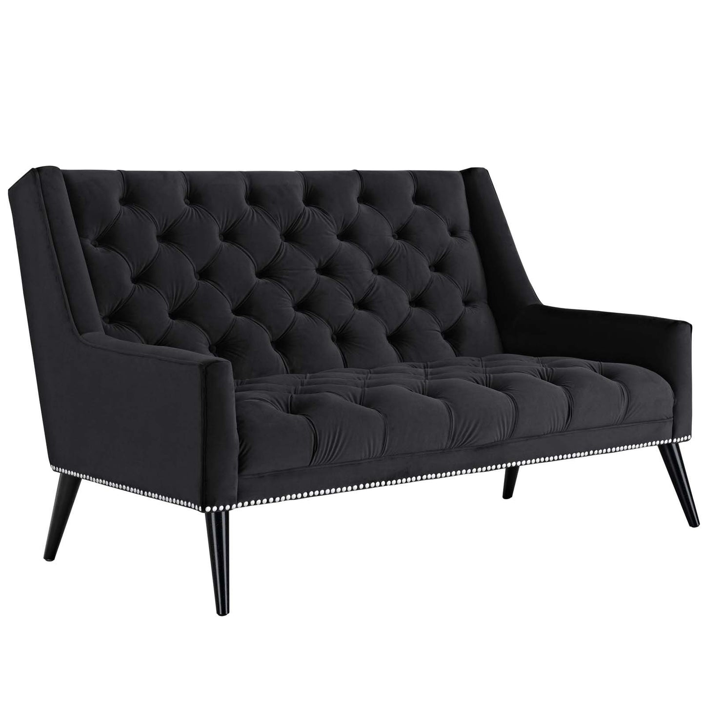 sofas | CasaFoyer Peruse Arm Performance Velvet Loveseat | Luxurious Tufted Buttons | Stain-Resistant Upholstery | Foam Padded | Solid Wood Legs | Antique Nailhead Detail | Ideal for Chic Modern Homes | casafoyer.myshopify.com