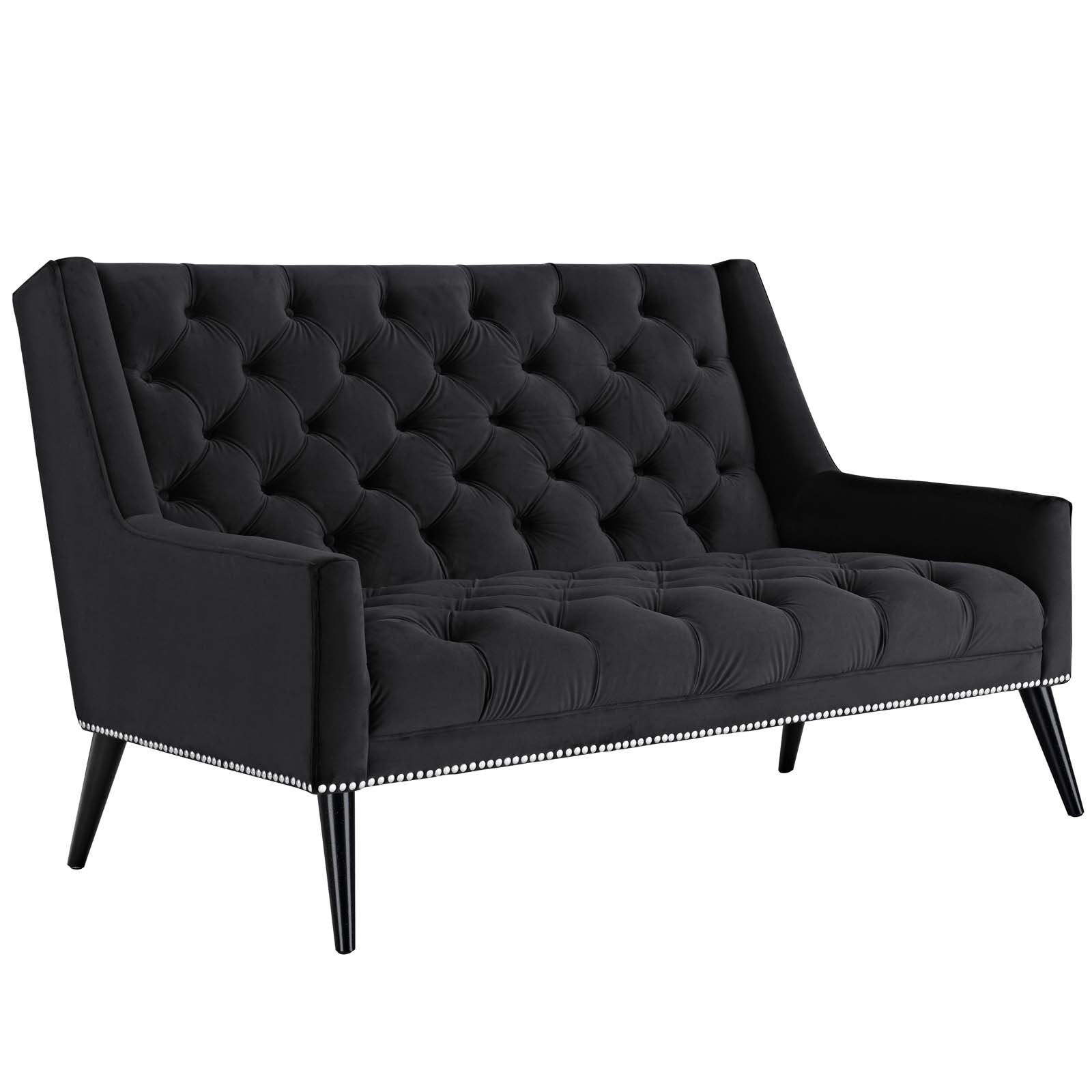 sofas | CasaFoyer Peruse Arm Performance Velvet Loveseat | Luxurious Tufted Buttons | Stain-Resistant Upholstery | Foam Padded | Solid Wood Legs | Antique Nailhead Detail | Ideal for Chic Modern Homes | casafoyer.myshopify.com