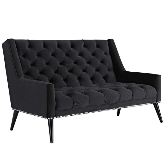 sofas | CasaFoyer Peruse Arm Performance Velvet Loveseat | Luxurious Tufted Buttons | Stain-Resistant Upholstery | Foam Padded | Solid Wood Legs | Antique Nailhead Detail | Ideal for Chic Modern Homes | casafoyer.myshopify.com