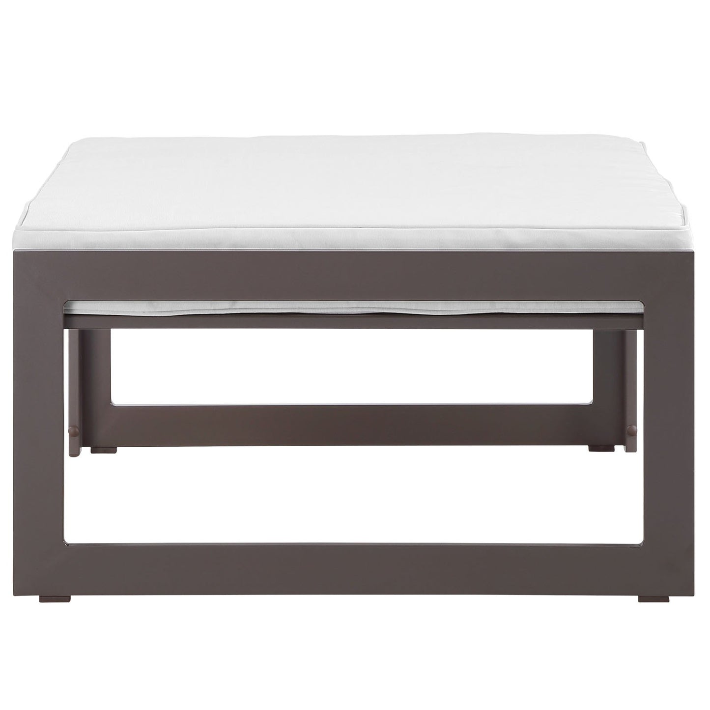 Ottoman | Fortuna Outdoor Patio Ottoman | Durable Aluminum | All-Weather Cushions | Contemporary Elegance | Ideal for Patios, Backyards, Poolside Areas | Brown White | casafoyer.myshopify.com