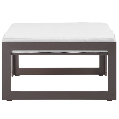 Ottoman | Fortuna Outdoor Patio Ottoman | Durable Aluminum | All-Weather Cushions | Contemporary Elegance | Ideal for Patios, Backyards, Poolside Areas | Brown White | casafoyer.myshopify.com