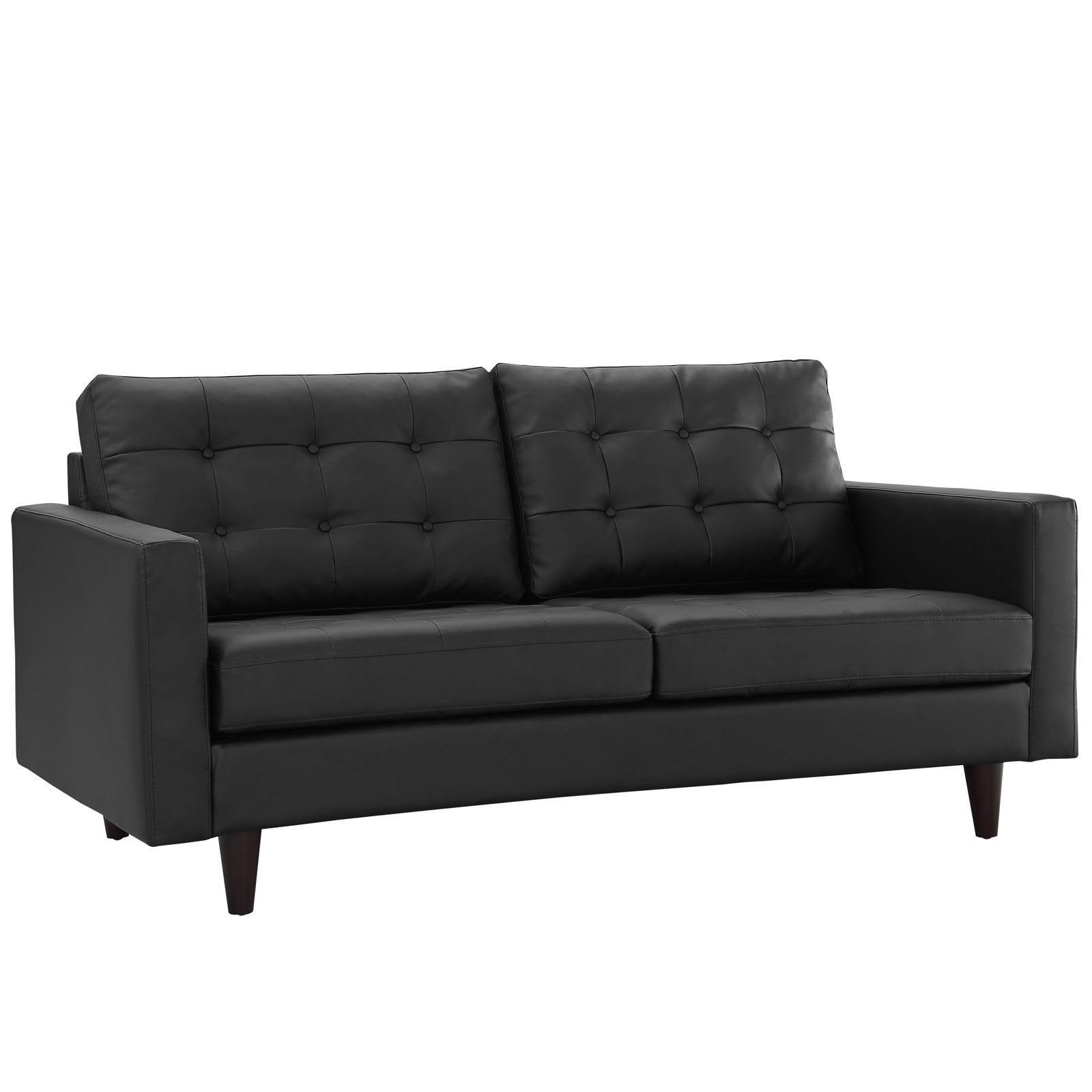 sofas | CasaFoyer Empress Tufted Leather Loveseat | Exquisite Design | Luxurious Cushions | Elegant Armrests | Sturdy Wooden Legs | Floor Protection | Black | casafoyer.myshopify.com