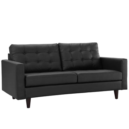 sofas | CasaFoyer Empress Tufted Leather Loveseat | Exquisite Design | Luxurious Cushions | Elegant Armrests | Sturdy Wooden Legs | Floor Protection | Black | casafoyer.myshopify.com