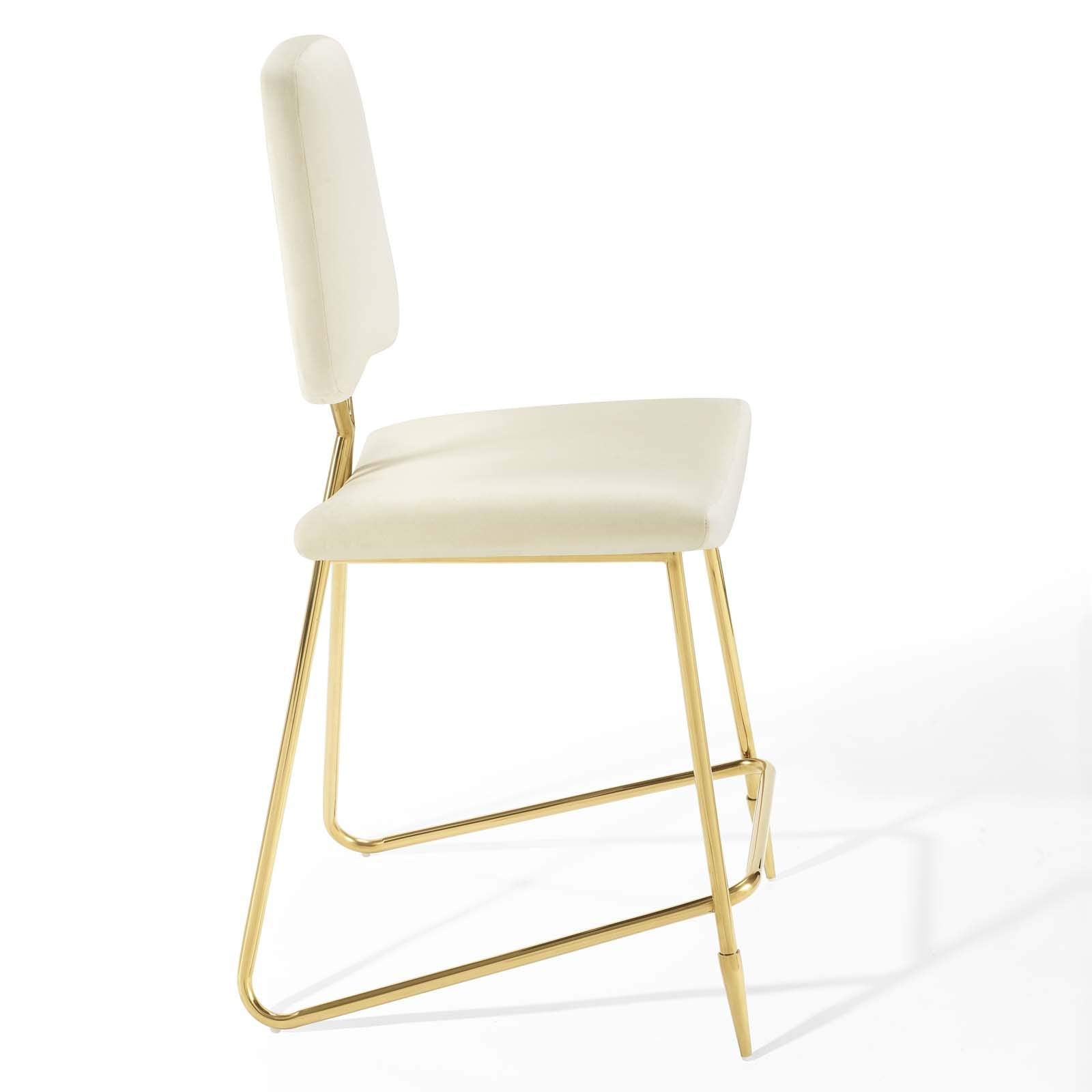 barstools | CasaFoyer Ponder Upholstered Performance Velvet Dining Counter Stool | Stylish, Comfortable, Durable | Gold Stainless Steel Base | Set of 1 | casafoyer.myshopify.com