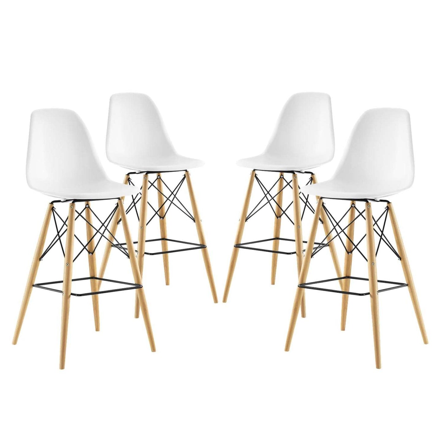 barstools | CasaFoyer Wood Pyramid Dining Side Bar Stool | Set of 4 - Timeless Design | Molded Plastic Top | Solid Wood Legs | Foot Caps | Ideal for Bar Seating | casafoyer.myshopify.com