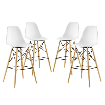 barstools | CasaFoyer Wood Pyramid Dining Side Bar Stool | Set of 4 - Timeless Design | Molded Plastic Top | Solid Wood Legs | Foot Caps | Ideal for Bar Seating | casafoyer.myshopify.com