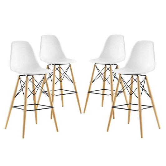 barstools | CasaFoyer Wood Pyramid Dining Side Bar Stool | Set of 4 - Timeless Design | Molded Plastic Top | Solid Wood Legs | Foot Caps | Ideal for Bar Seating | casafoyer.myshopify.com