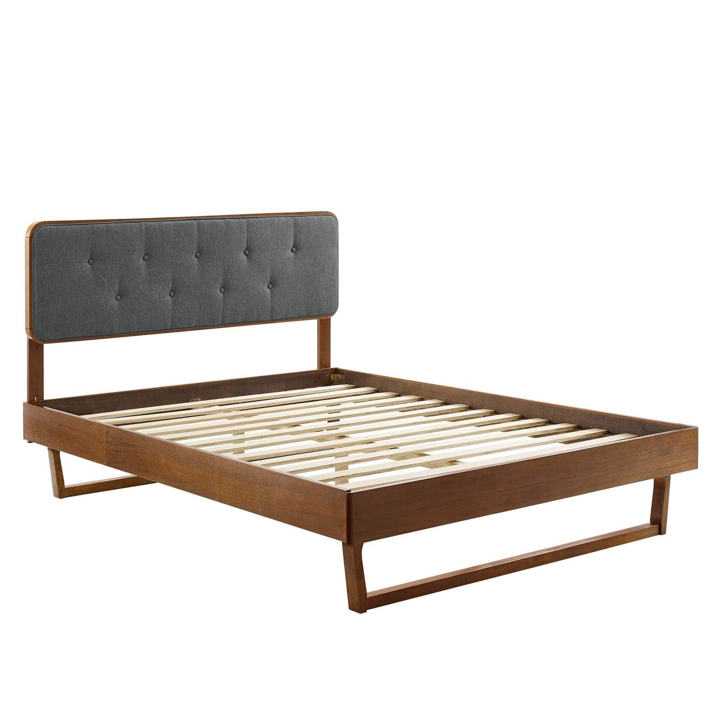 bed frames | CasaFoyer Bridgette Tufted Wood Twin Platform Bed | Retro Charm | Modern Style | Walnut Charcoal | Sturdy Frame | No Box Spring Needed | Easy Assembly | 601 lbs Weight Capacity | casafoyer.myshopify.com