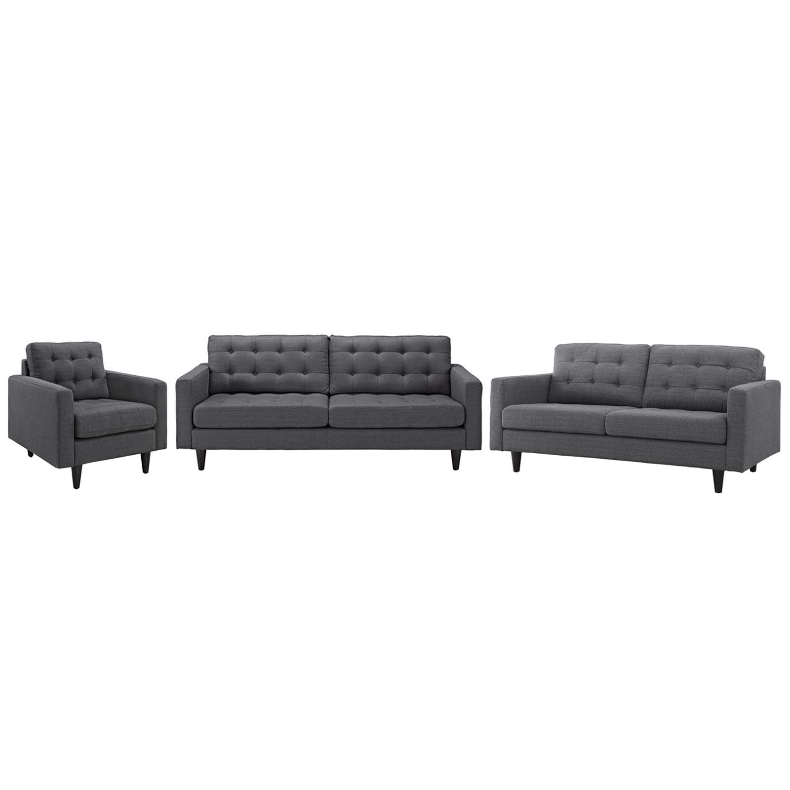 kitchen and dining room sets | CasaFoyer Empress Button Tufted Upholstered Fabric Sectional Sofa Set | 3-Piece | Plush Cushions | Stain-Resistant | Solid Wood Legs | Luxury Seating | casafoyer.myshopify.com